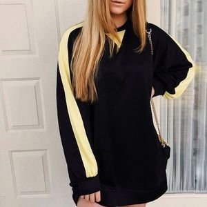 Black and yellow oversized sweatshirt dress